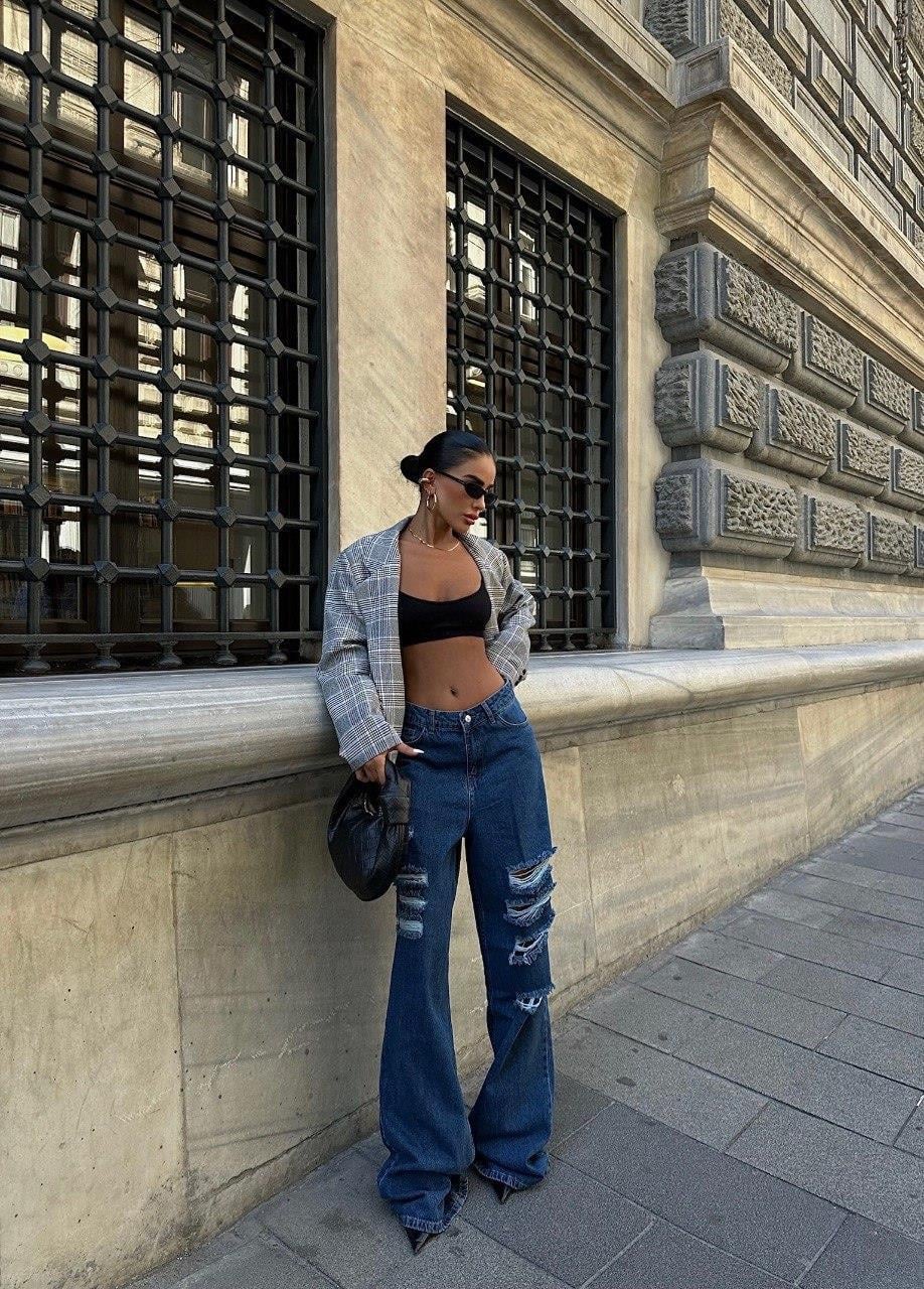 Zr Model Yırtık Detay Kot Pantolon - Mavi
