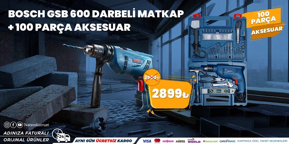 Bosch Gsb 600 Darbeli Matkap + 100 Parça Aksesuar