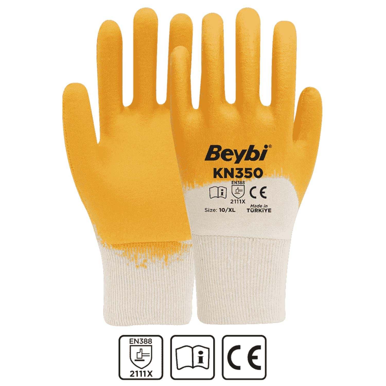 Beybi Kn350 Sarı-Beyaz Eldiven No:10