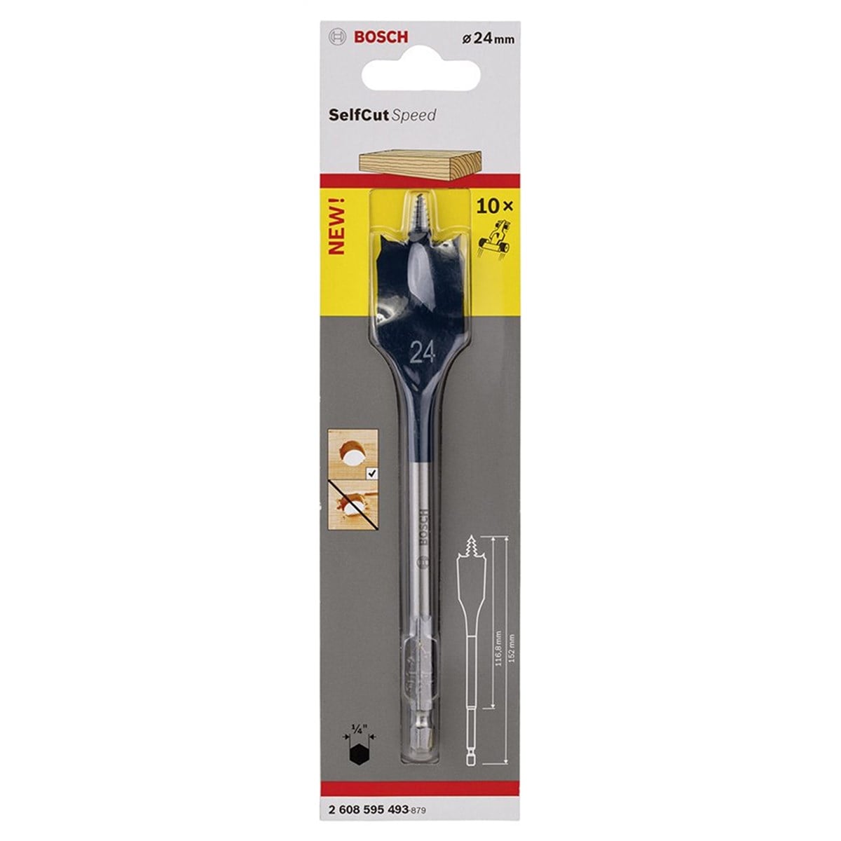 Bosch - Self Cut Speed Serisi Ahşap için Yaprak Matkap Ucu 24*152mm - 2608595493