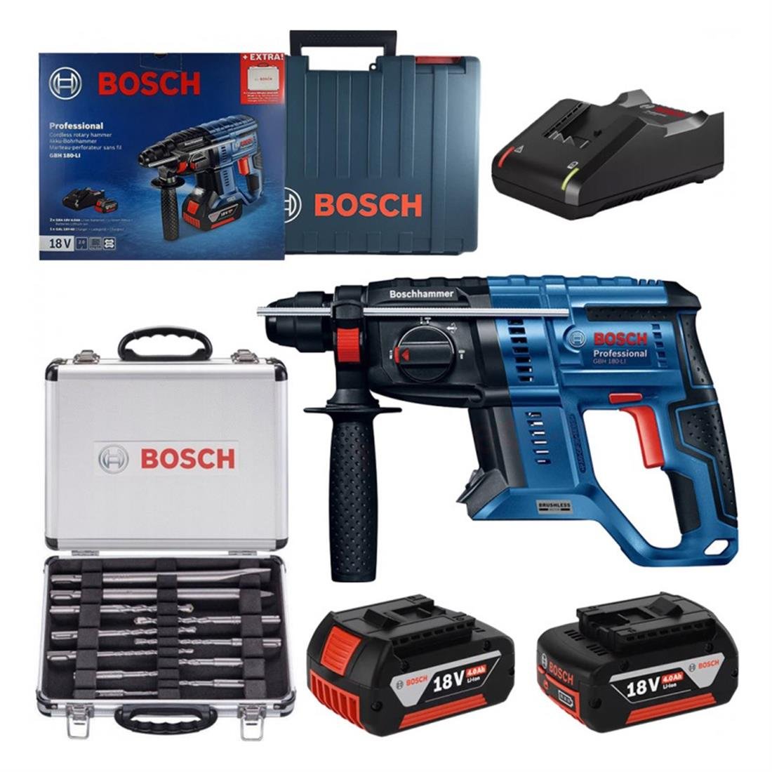 Bosch GBH 180-LI Kırıcı Delici+11 parça SDSset - 0615990M33