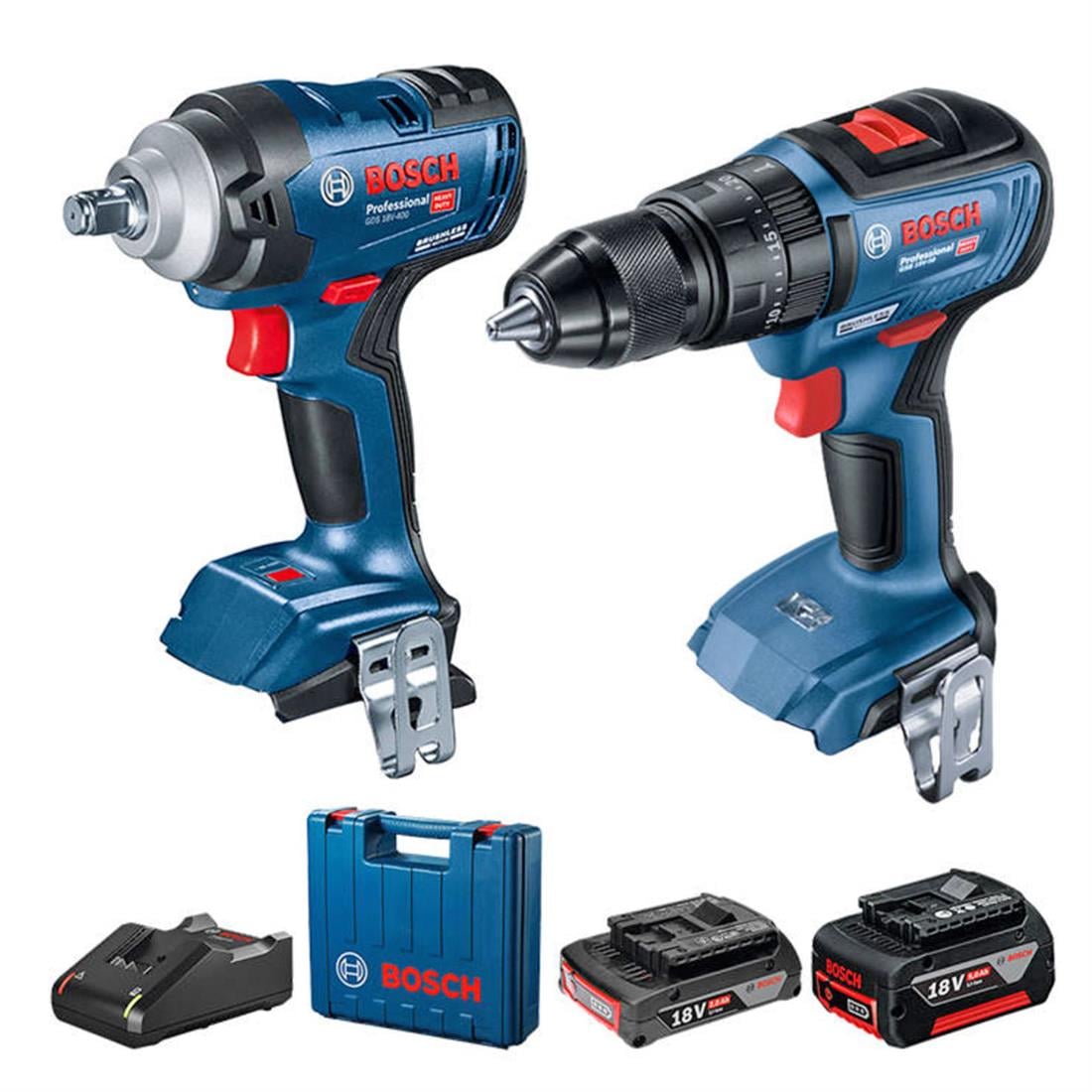 Bosch GDS 18V-400 + GSB 18V-50 Darbeli Somun Sıkma + Vidalama 18V 5Ah - 06019K0003
