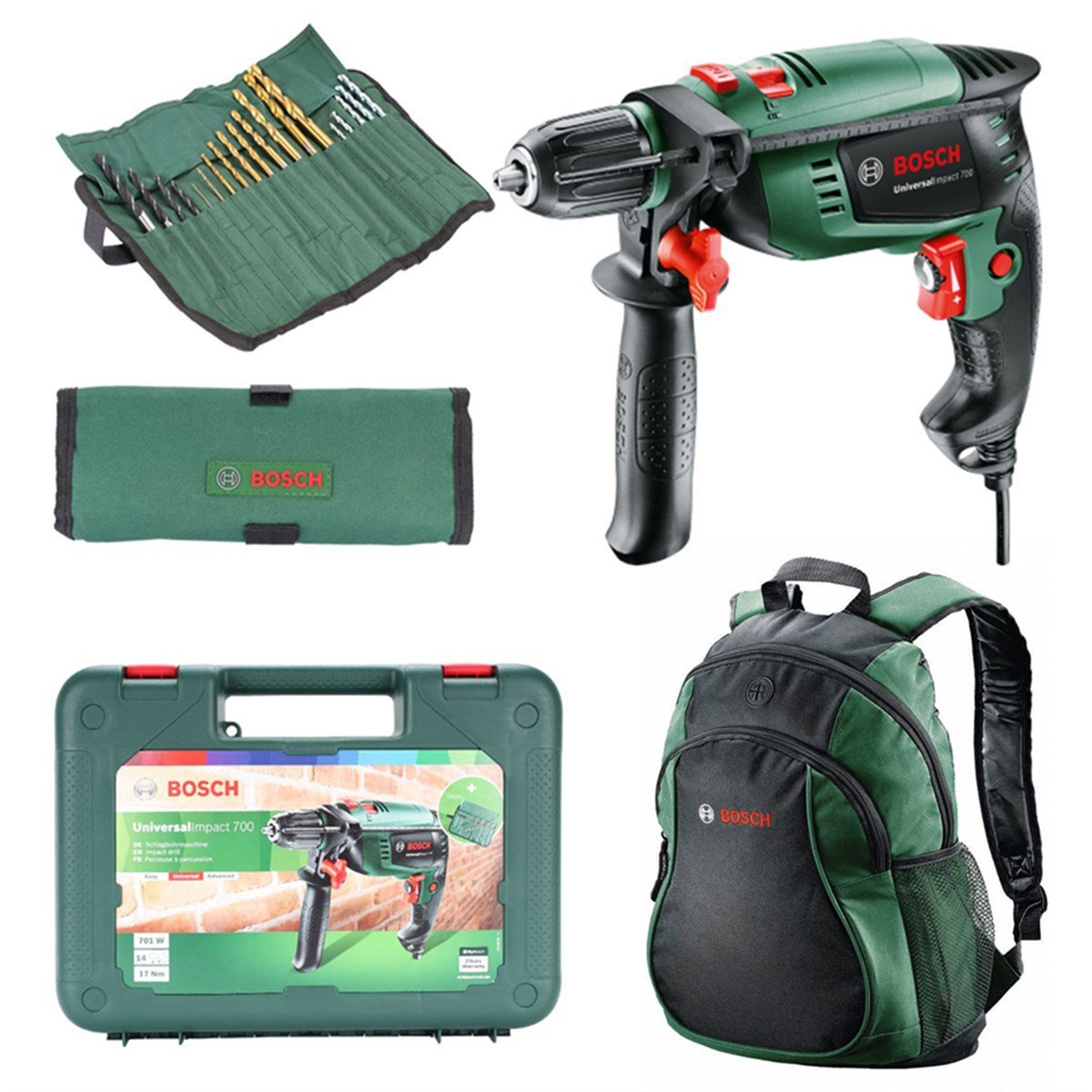 Bosch Universal Impact 700 Darbeli Matkap + 19 Parça Aksesuar Set - 060313100B