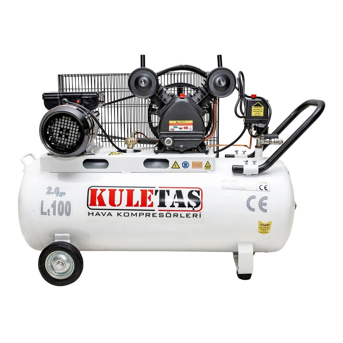 Kuletaş Hava Kompresör Yağlı Monofaze 2Hp 100Lt Çift Kafa 