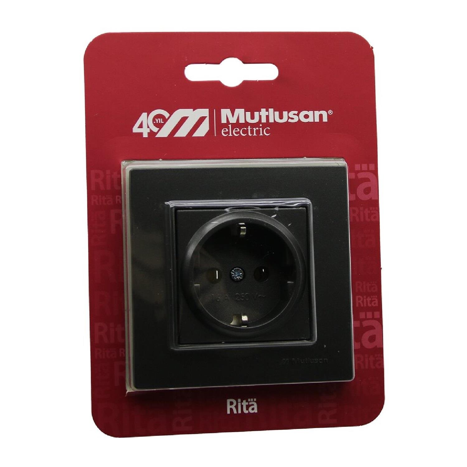 Mutlusan Rita Priz Topraklı Füme Blisterli - 2220 600 0295B - 7078