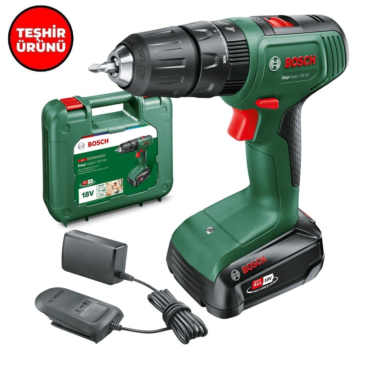 Teşhir Bosch EasyImpact 18V-40 Akülü Darbeli Vidalama (Tek Akü, 2,0 Ah) - 06039D8107