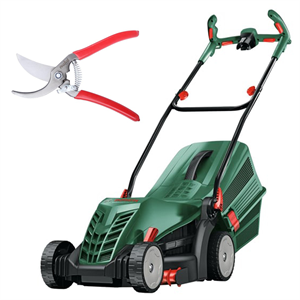Bosch Universal Rotak 34-405 Çim Biçme Makinesi 1300 W + Evakat KT -1 Çelik Budama Makası