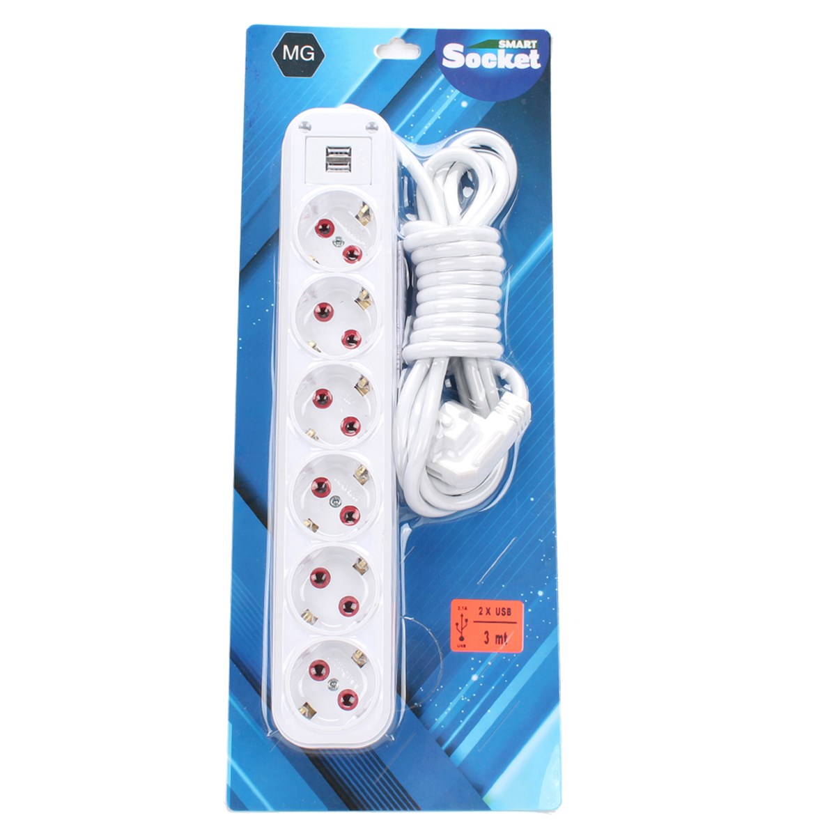 ALKAN SMART SOKET 6LI GRUP PRİZ 2 USB 3 METRE