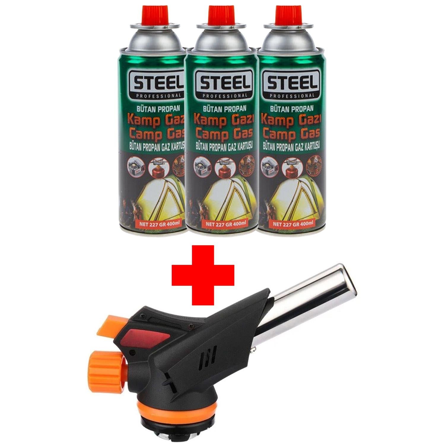 BHD 424 Pürmüz Başlığı + 3 Adet Steel Kamp Ocak Gazı Pürmüz 400ml - 012103