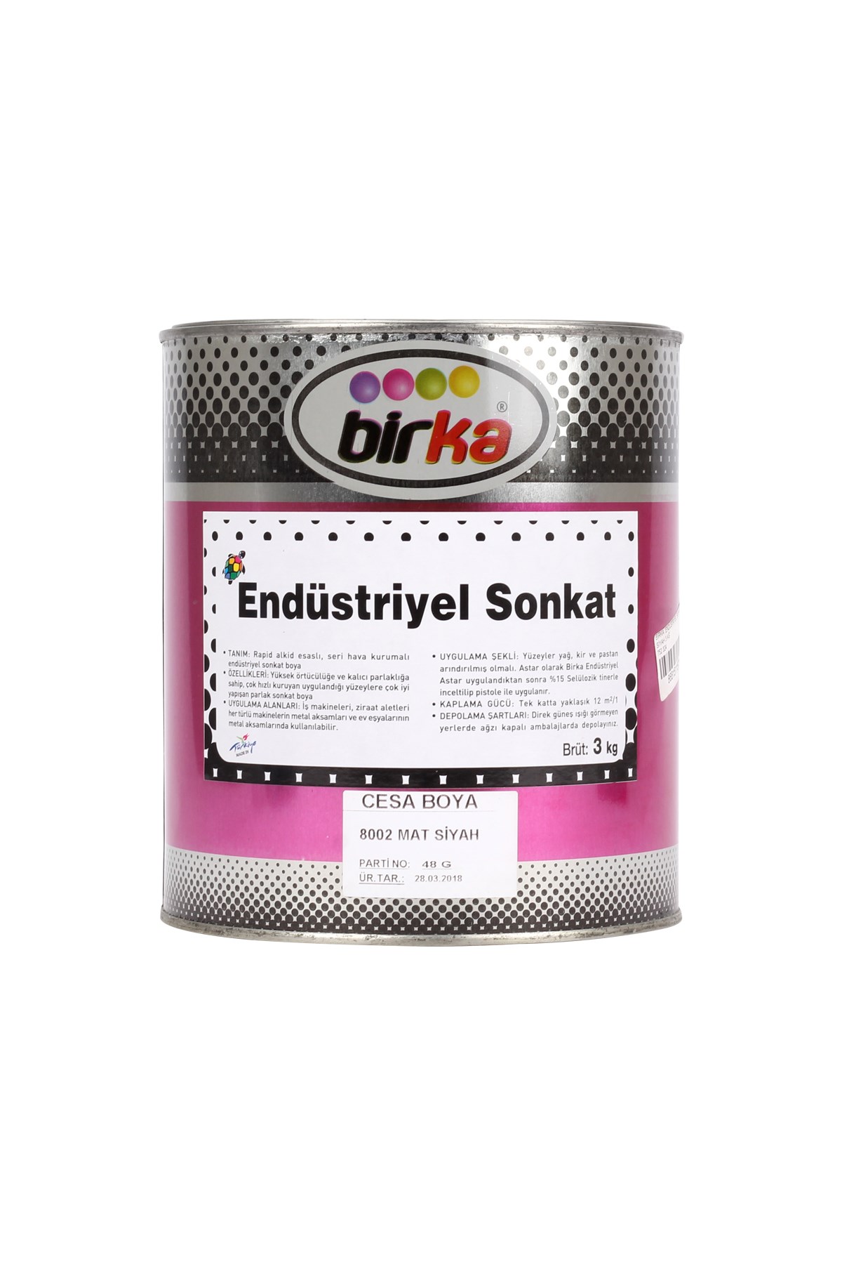 BİRKA  ENDÜSTRİYEL BOYA MAT SİYAH 3 KĞ