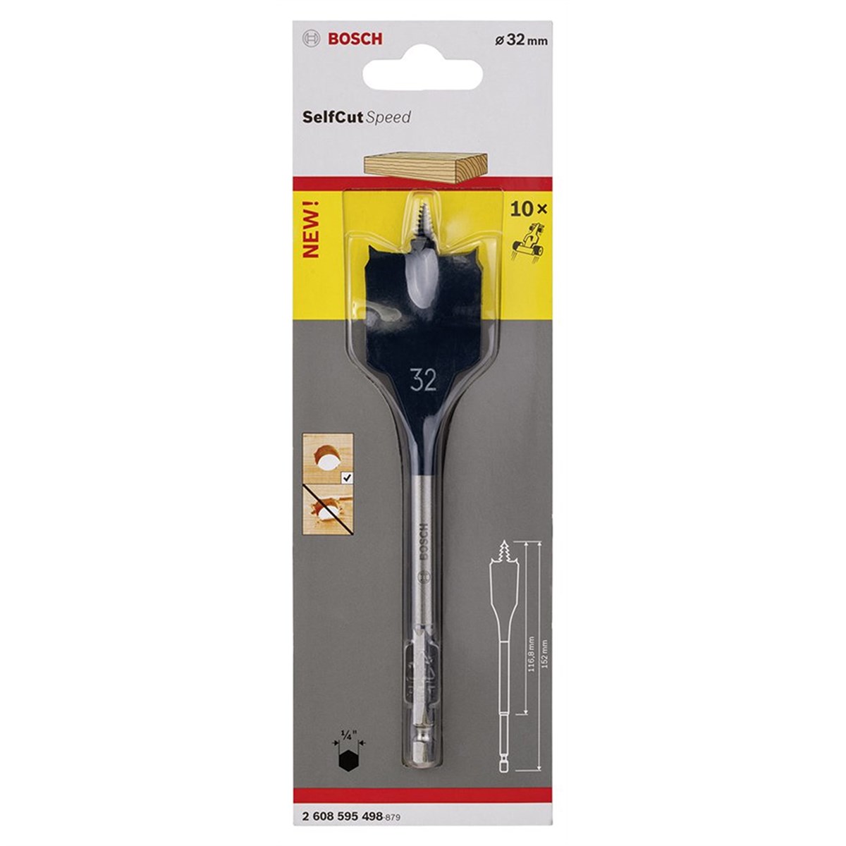 Bosch - Self Cut Speed Serisi Ahşap için Yaprak Matkap Ucu 32*152mm - 2608595498