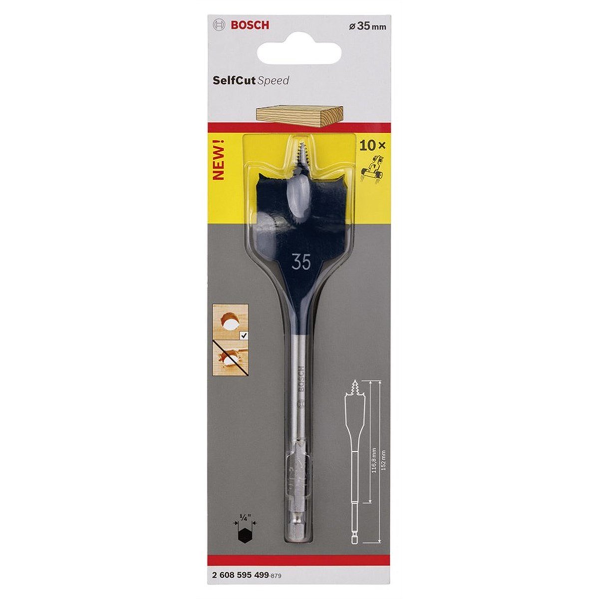 Bosch - Self Cut Speed Serisi Ahşap için Yaprak Matkap Ucu 35*152mm - 2608595499