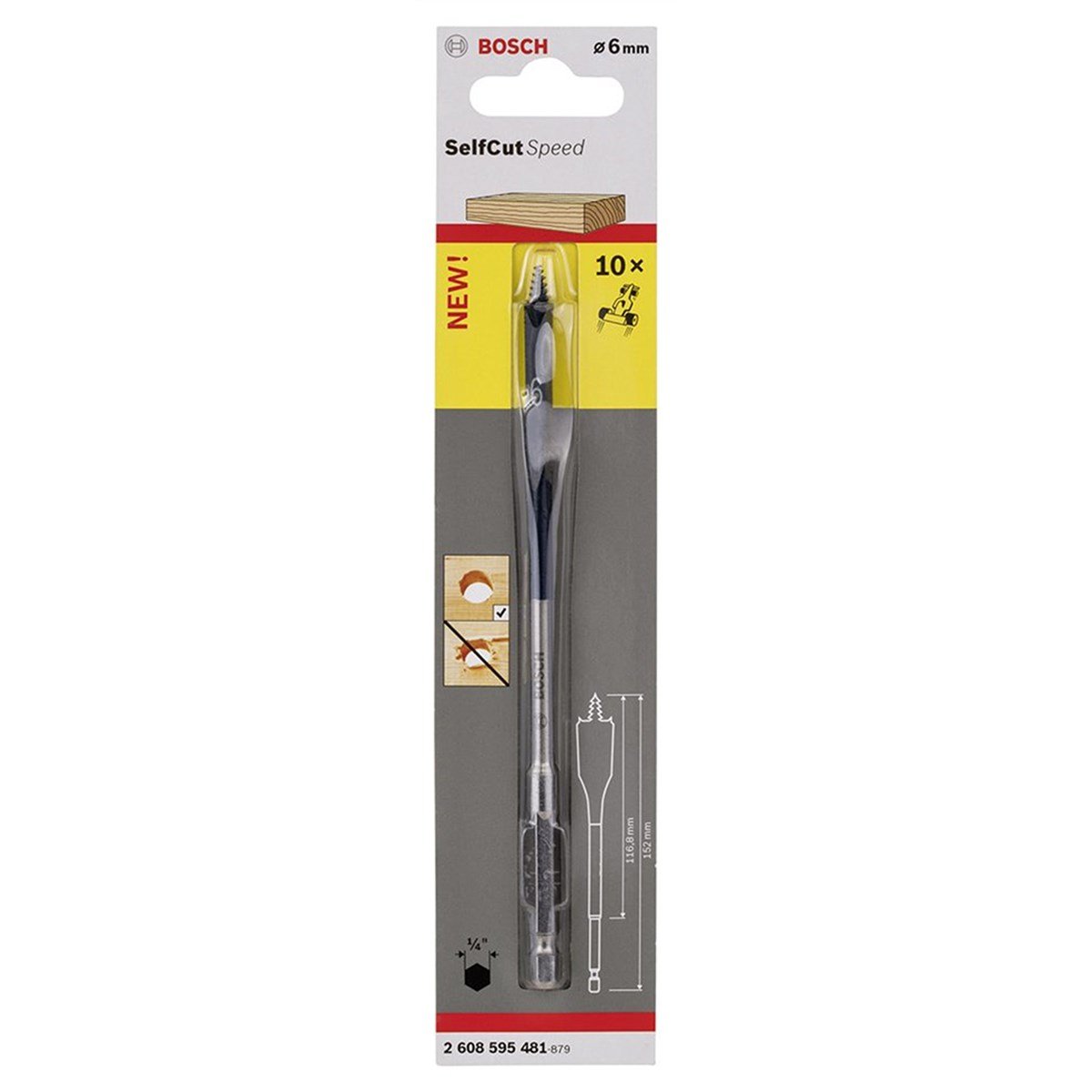 Bosch - Self Cut Speed Serisi Ahşap için Yaprak Matkap Ucu 6*152mm - 2608595481