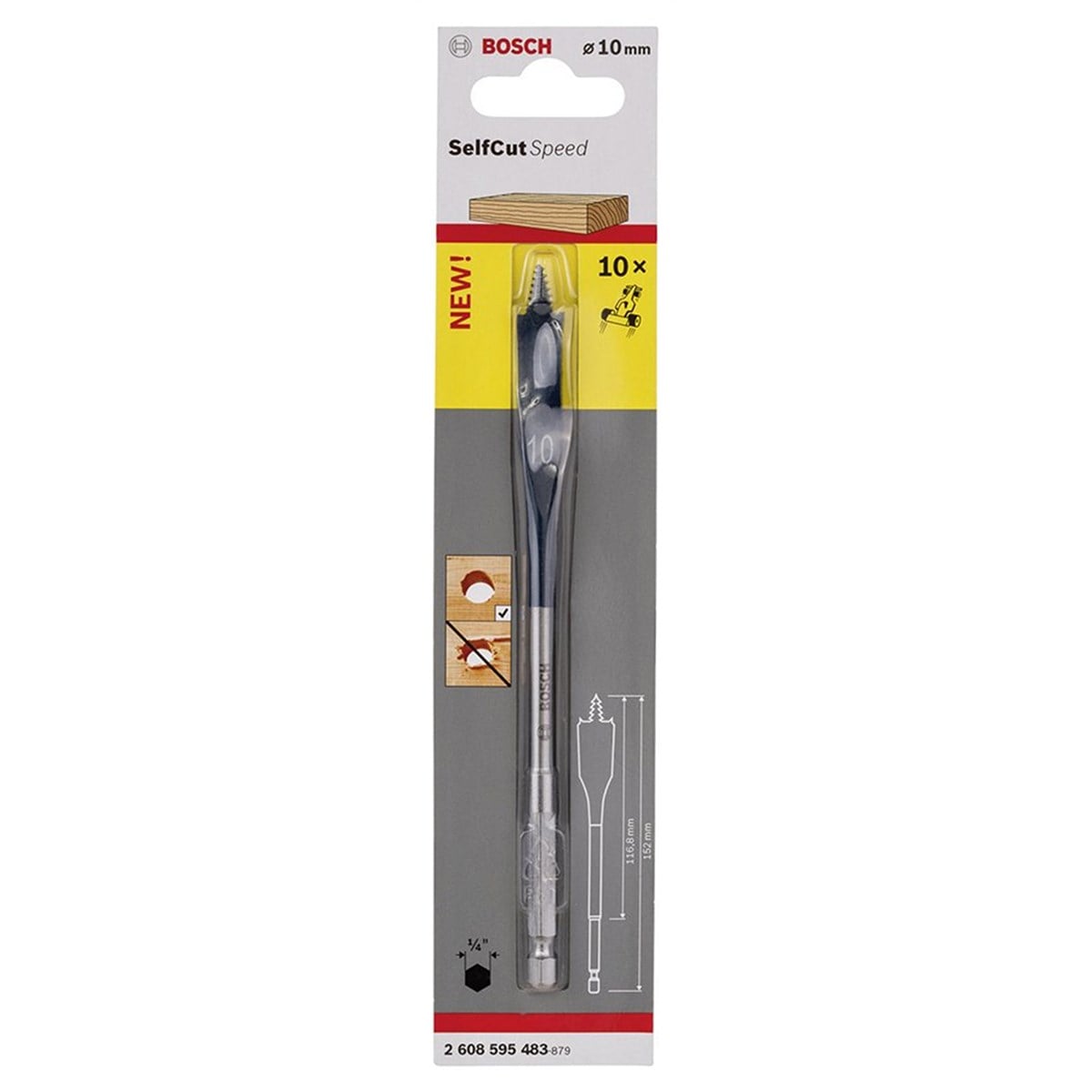 Bosch - Self Cut Speed Serisi Ahşap için Yaprak Matkap Ucu 10*152mm - 2608595483