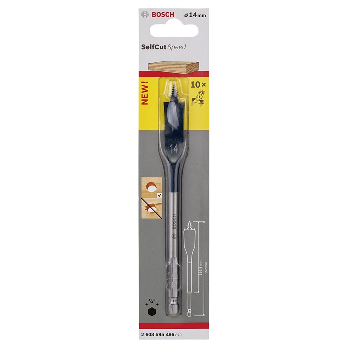 Bosch - Self Cut Speed Serisi Ahşap için Yaprak Matkap Ucu 14*152mm - 2608595486