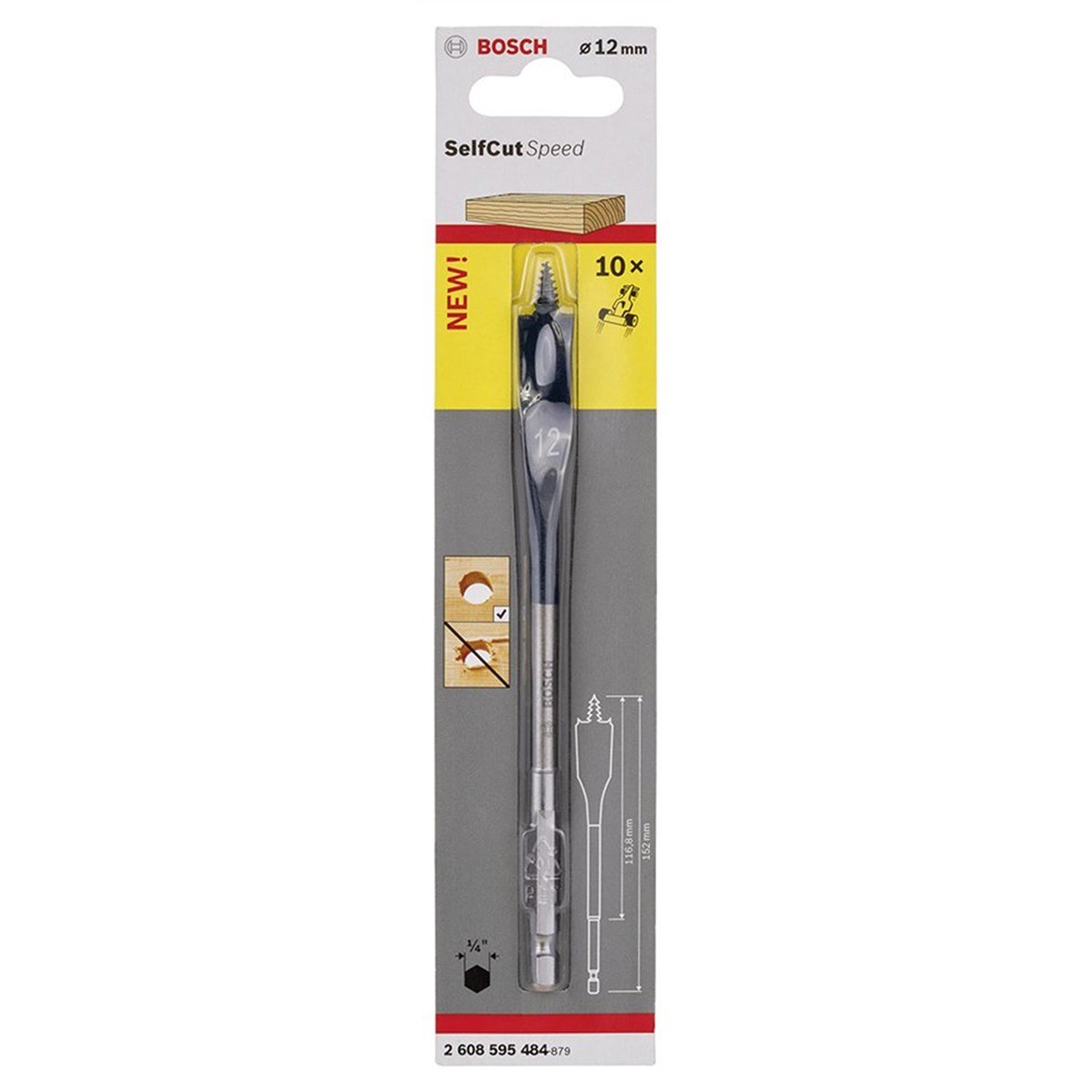 Bosch - Self Cut Speed Serisi Ahşap için Yaprak Matkap Ucu 12*152mm - 2608595484