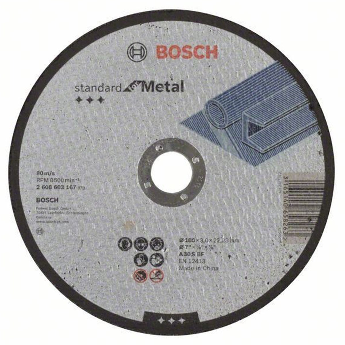 Bosch 180*3mm Standard Seri Düz Metal Kesme Diski (Taş) - 2608603167