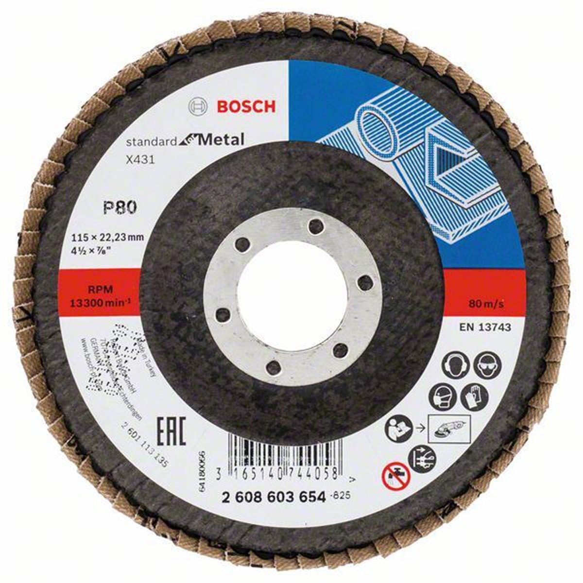 BOSCH Alox Flap Disk 115mm 80 Kum - 2608603654
