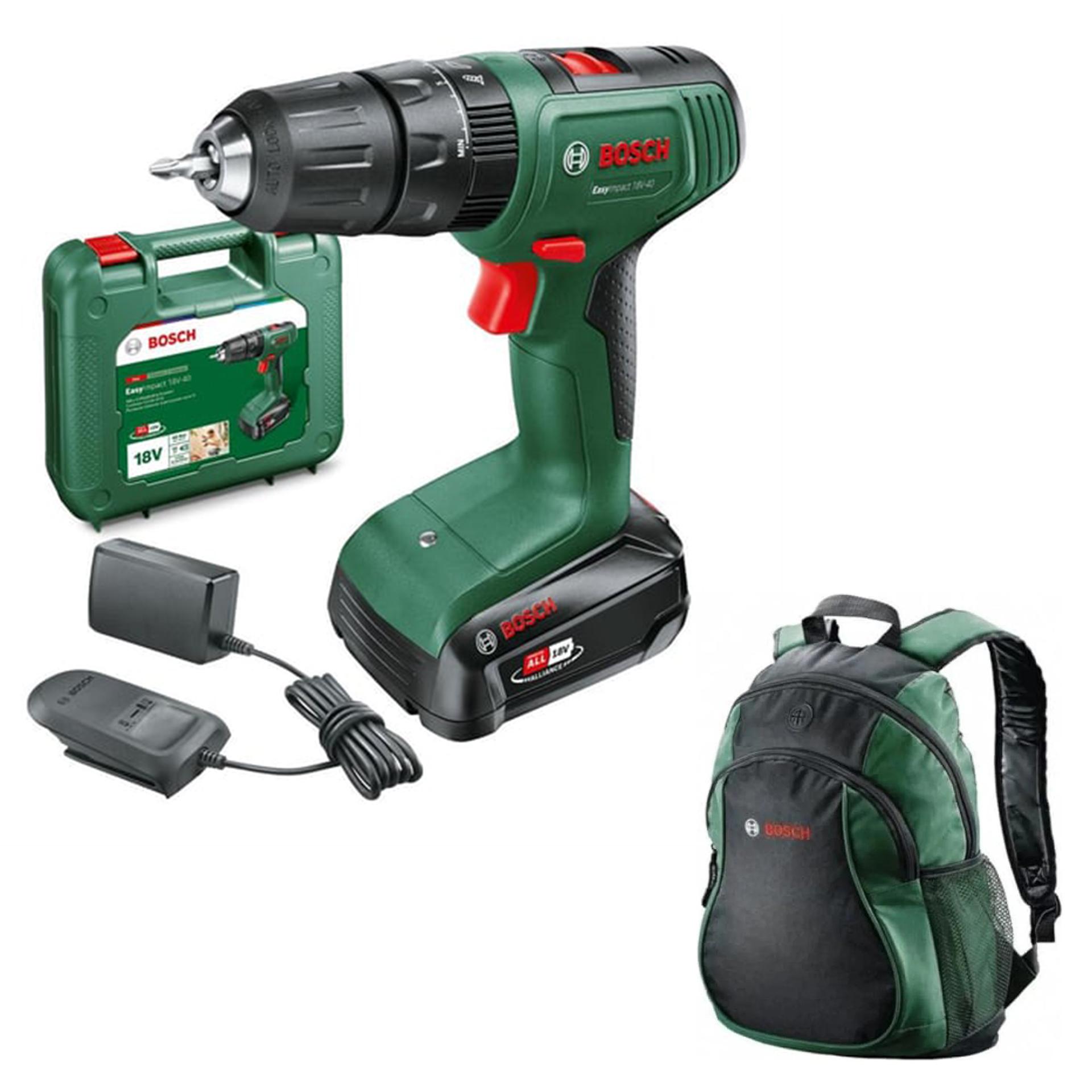 Bosch EasyImpact 18V-40 Akülü Darbeli Vidalama (Tek Akü, 2,0 Ah) - 06039D8107 + Bosch Sırt Çantası