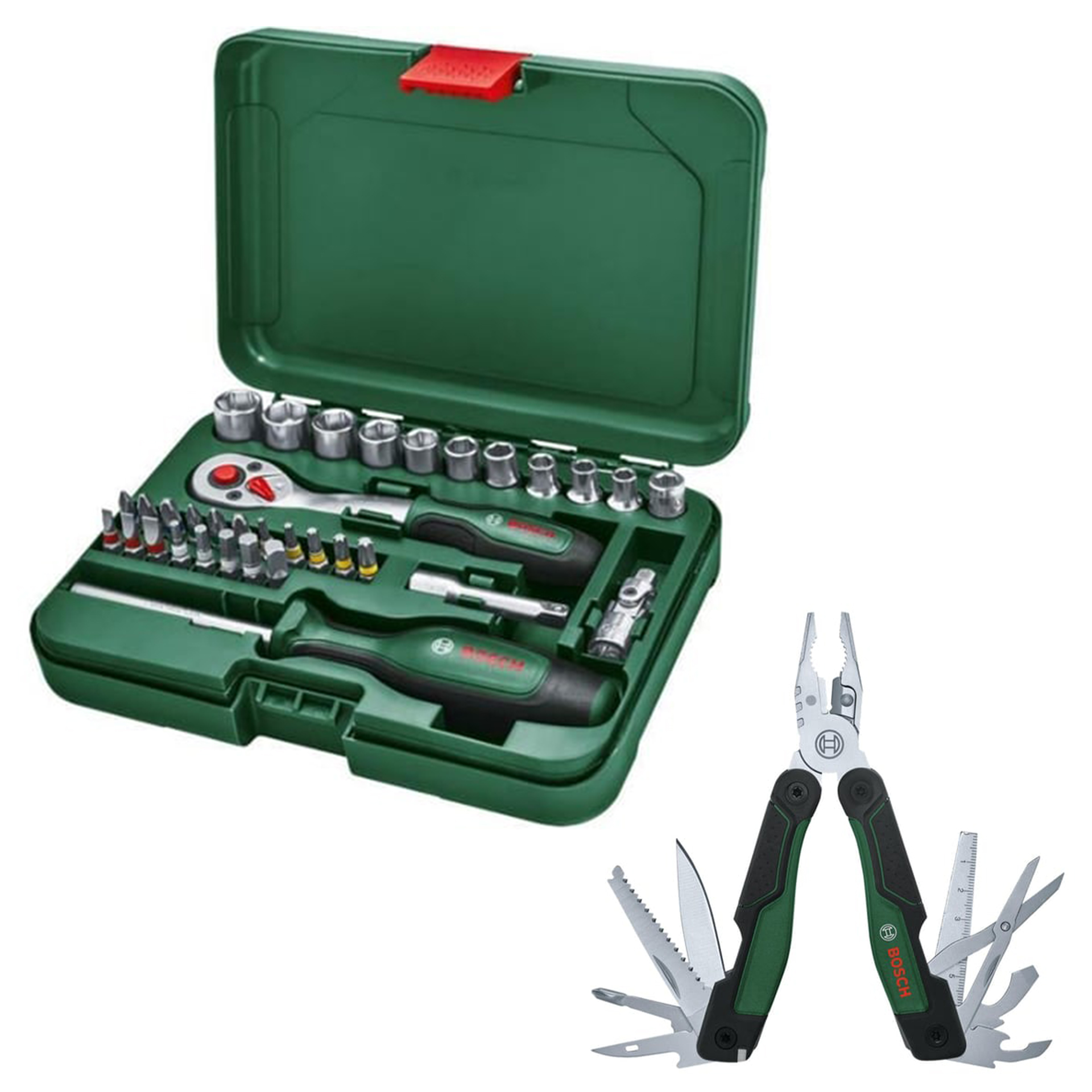 Bosch El Aleti Seti 34 Parça + Çok Amaçlı Alet Pense - Çakı (16 Özellik)