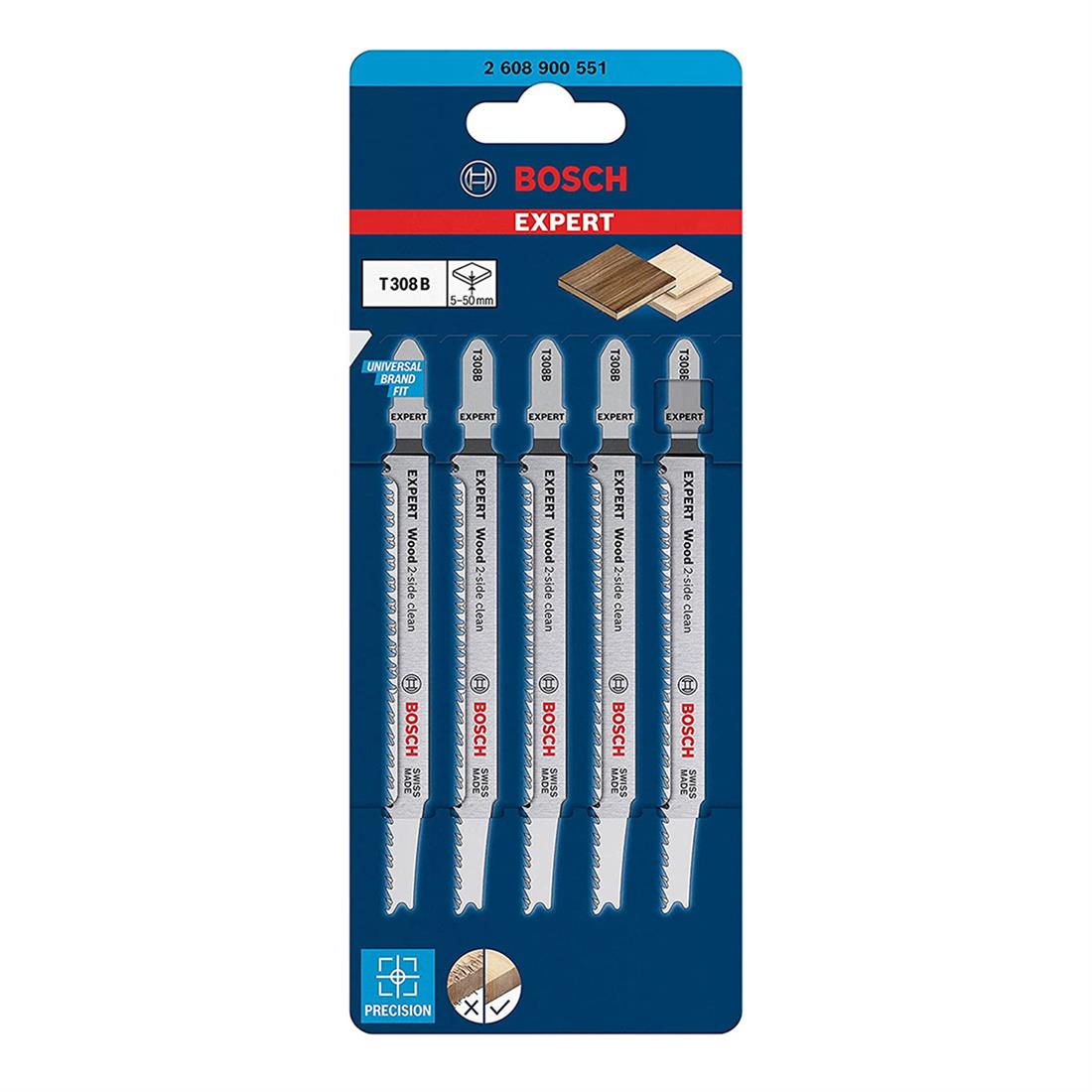 Bosch EXP Dekupaj Bıçağı ExCleanfWood T308B 5li - 2608900551