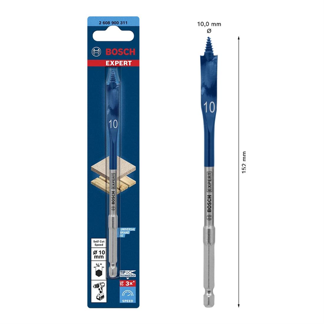 Bosch EXP SCS Yaprak Ahşap Matkap Ucu HEX 10x152mm - 2608900311