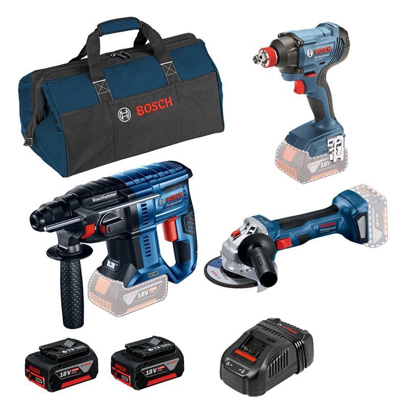 Bosch GBH 180-LI + GWS 180-LI + GDX 180 + 2x GBA 18V 5.0Ah + GAL 1880 CV in carton - 0615990M5G
