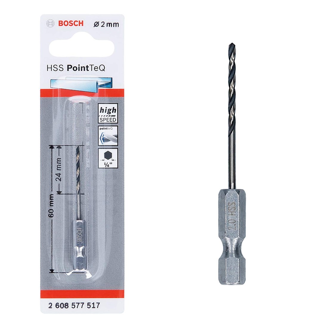 Bosch Hss Point TeQ Hex Metal Matkap ucu 2mm  - 2608577517