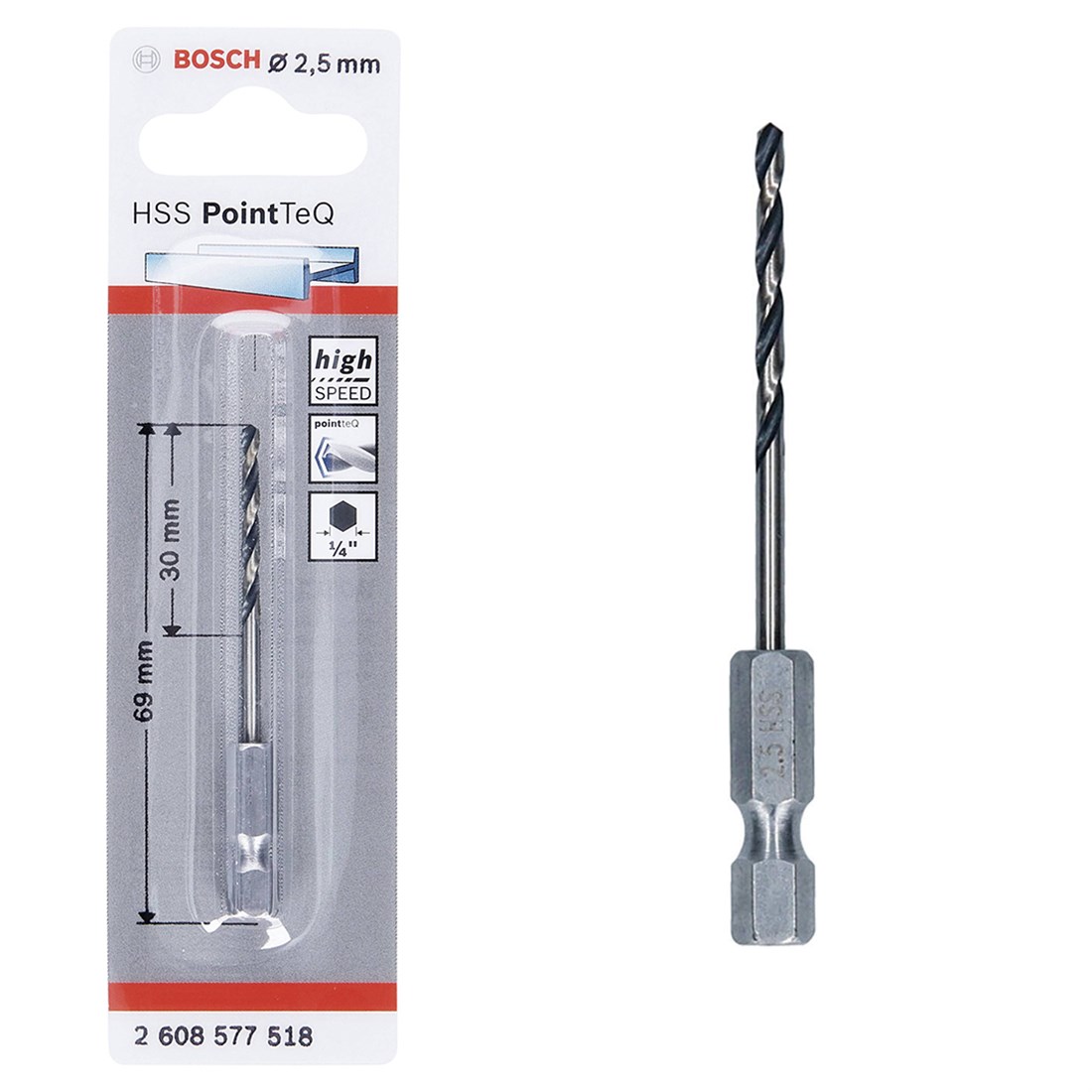 Bosch Hss Point TeQ Hex Metal Matkap ucu 2,5mm  - 2608577518