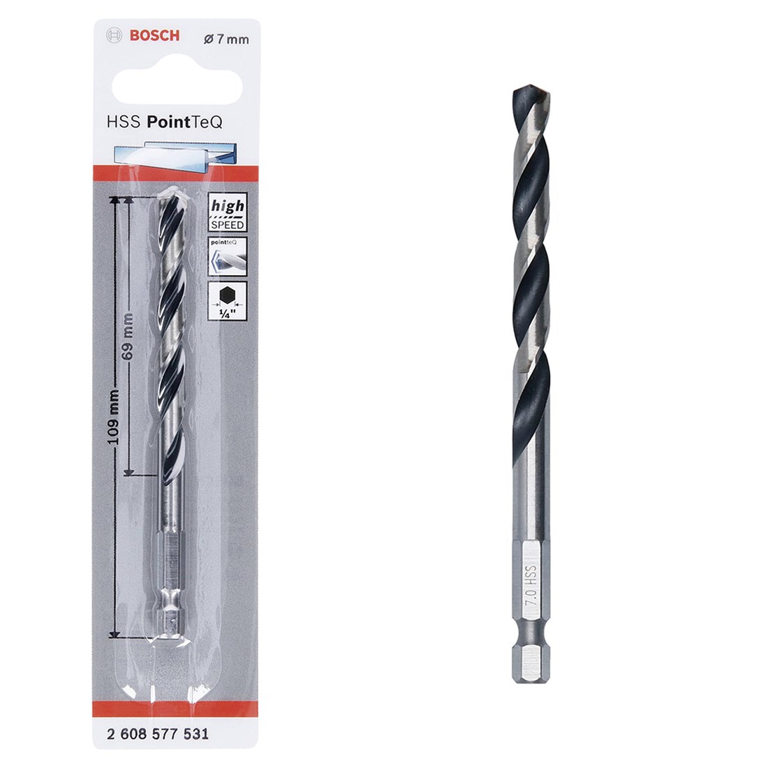 Bosch Hss Point TeQ Hex Metal Matkap ucu 7mm  - 2608577531