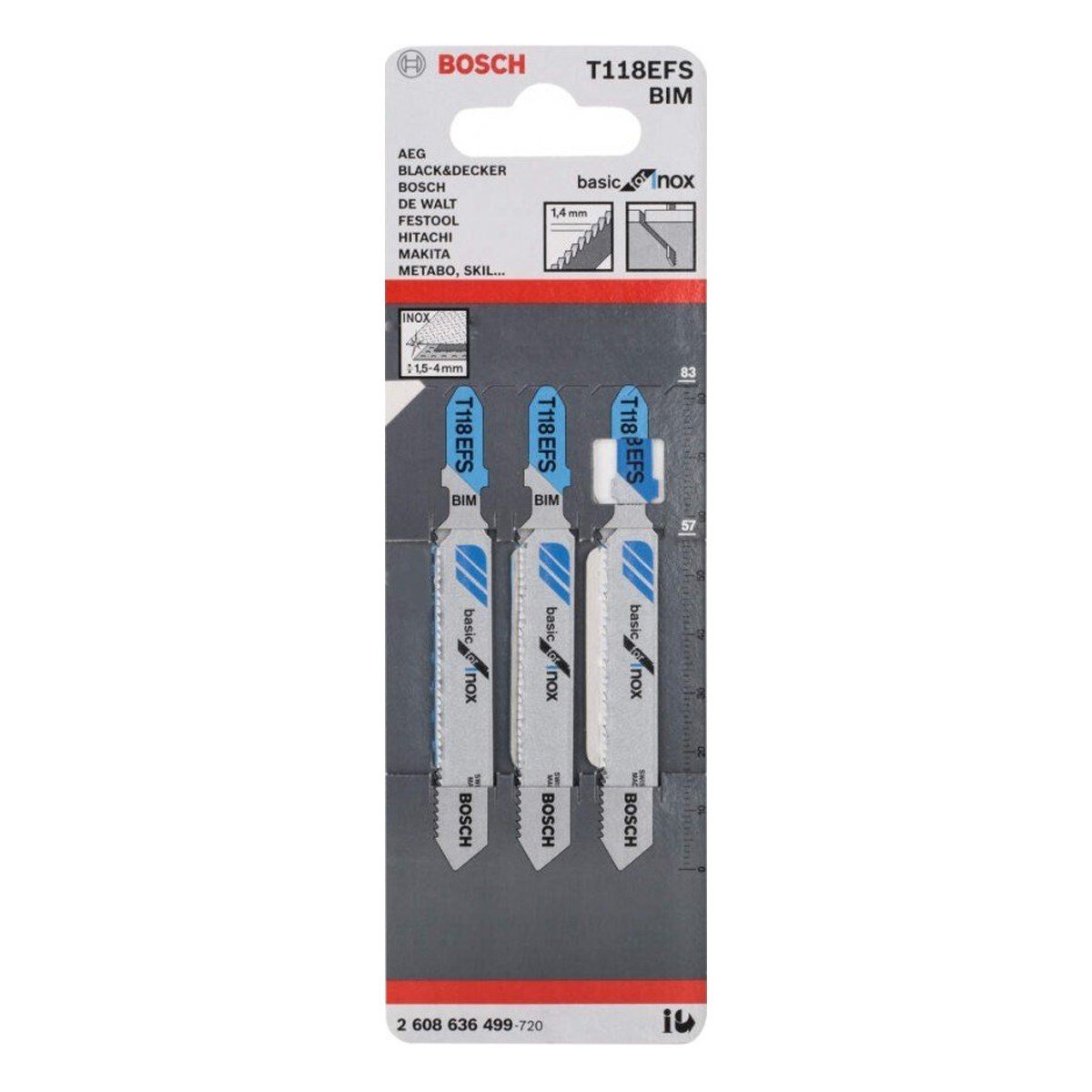 BOSCH Inox (Paslanmaz Çelik) T 118 Efs Dekupaj Testeresi Bıçağı - 3'Lü Paket