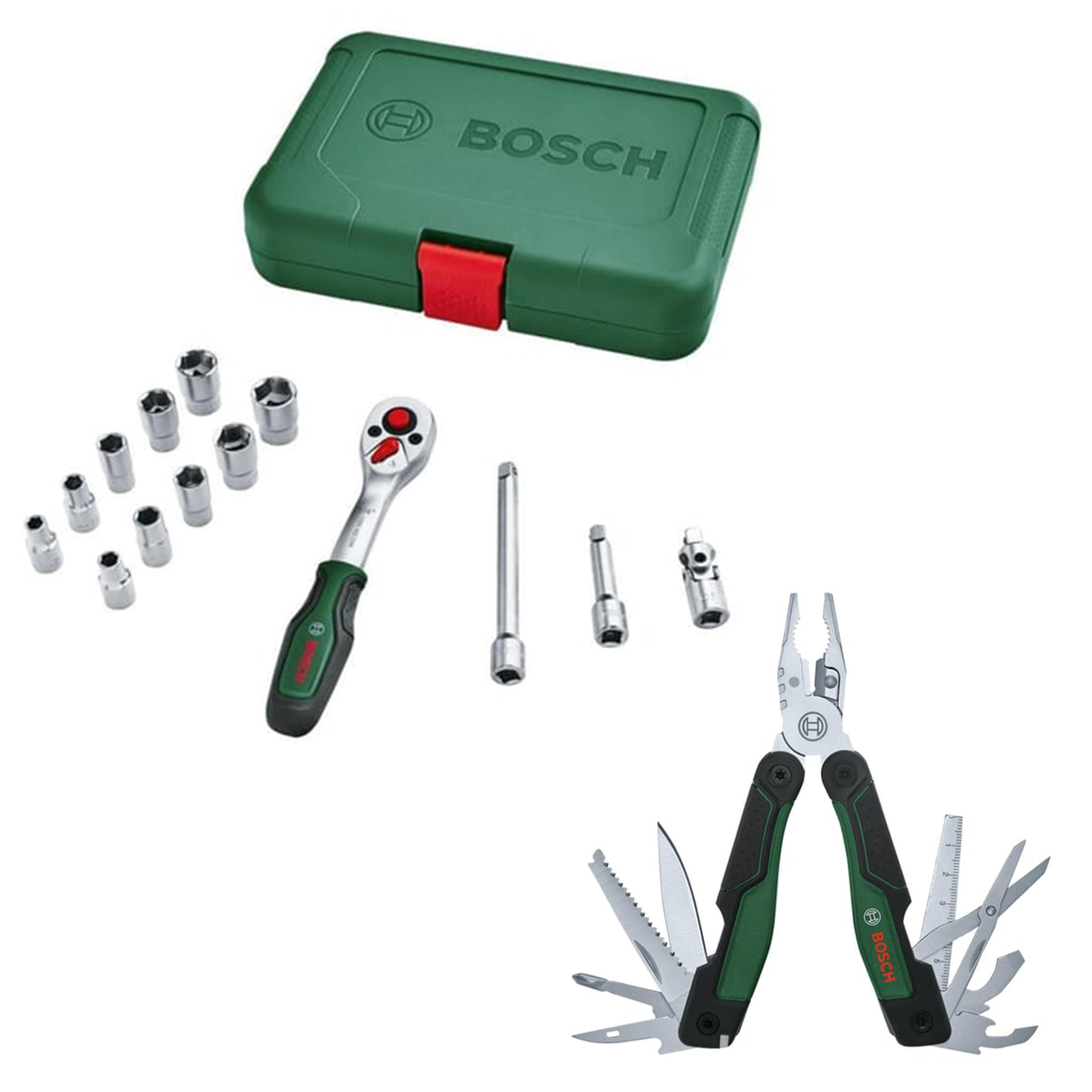 Bosch Lokma Seti 14 Parça + Çok Amaçlı Alet Pense - Çakı (16 Özellik)