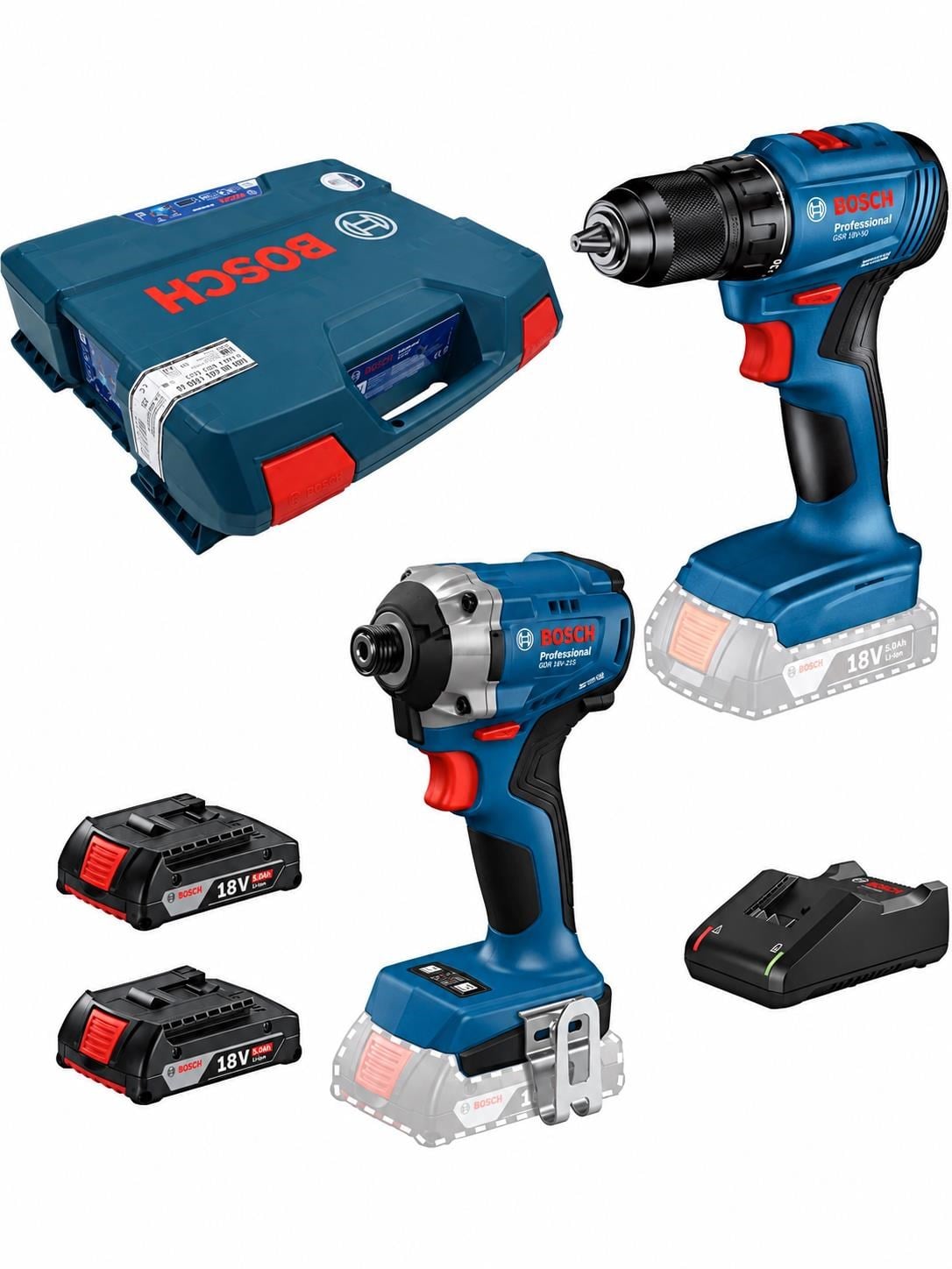 Bosch Professional GDR 18V-215 Akülü Darbeli Vidalama + GSR 185-LI Akülü Vidalama Makinesi + Çift Akülü (2*2,0Ah) Set - 06019N2023