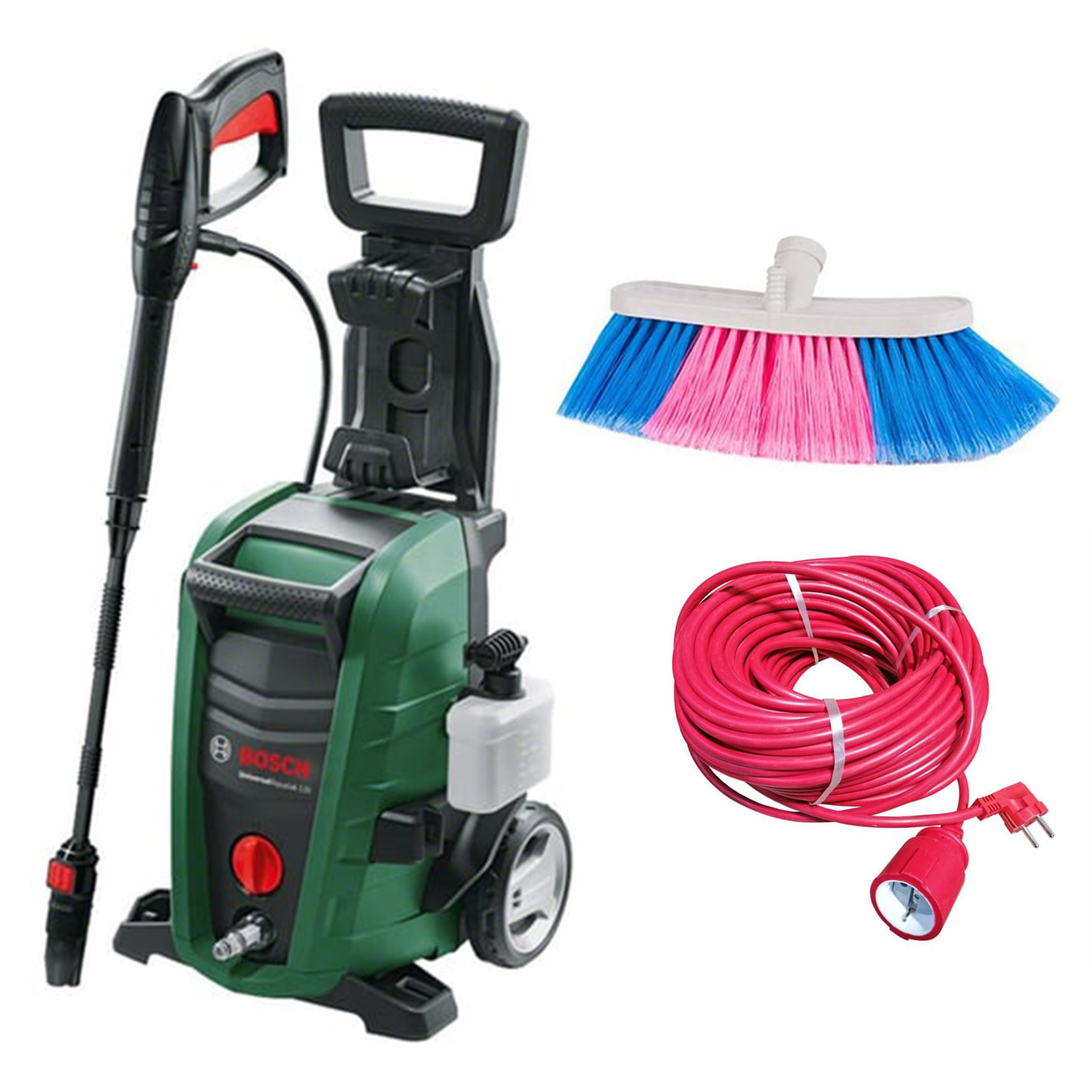 Bosch Universal Aquatak 130 Basınçlı Yıkama Makinesi + Evakat 3*2,5 Uzatma Kablosu 10mt + Oto Fırçası