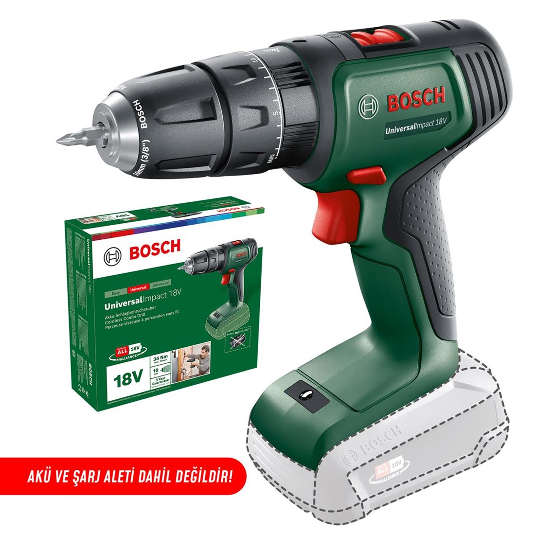 Bosch UniversalImpact 18V (Baretool) Akülü Darbeli Vidalama SOLO - 06039D4100