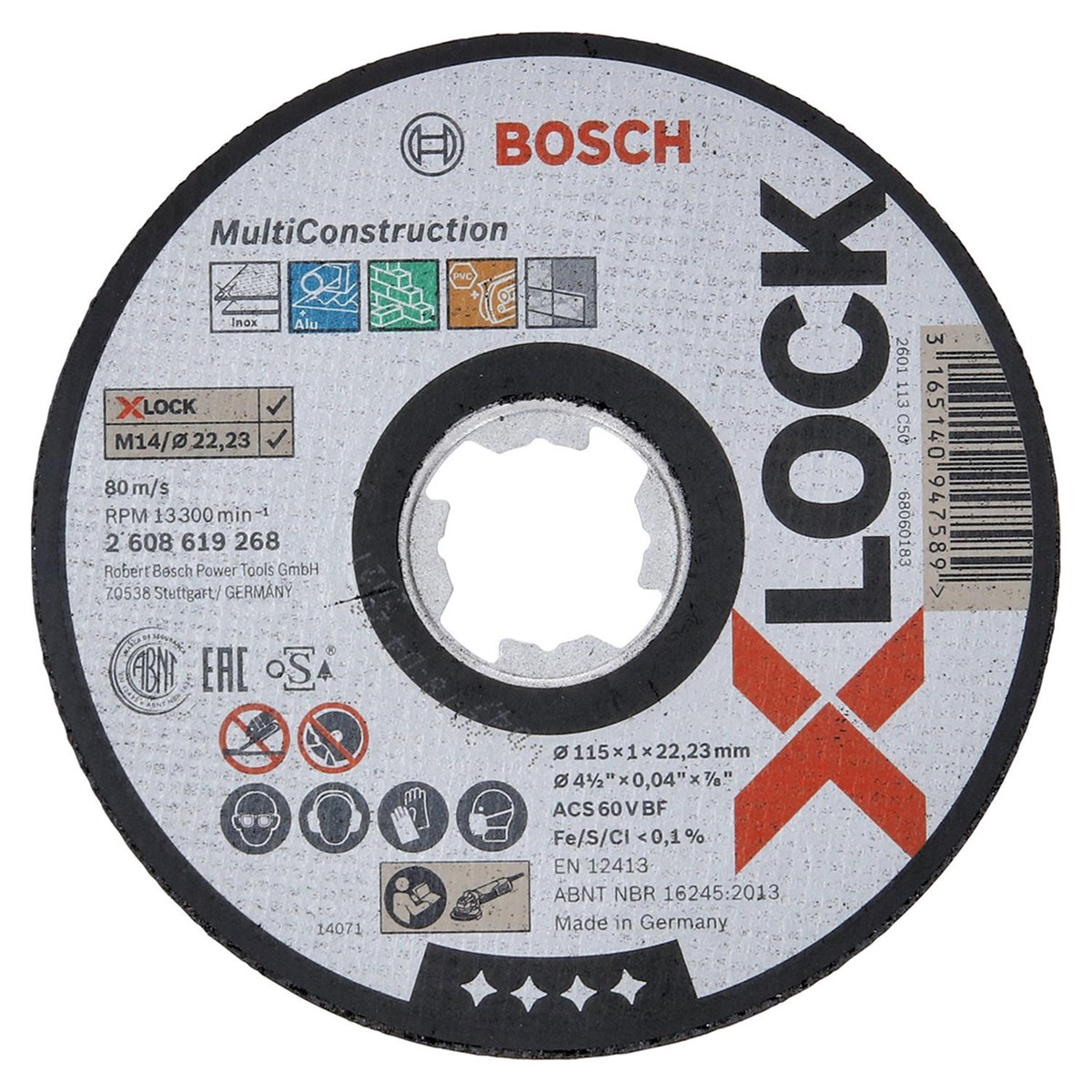 BOSCH X-LOCK 115*1 MULTİMATERİAL RAPİDO DÜZ KESİCİ - 2608619268