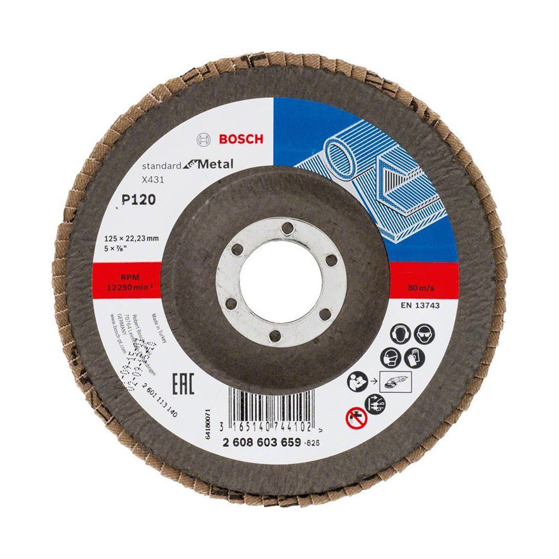 Bosch X431 125 mm ALOX 120 K Flap Disk - 2608603659