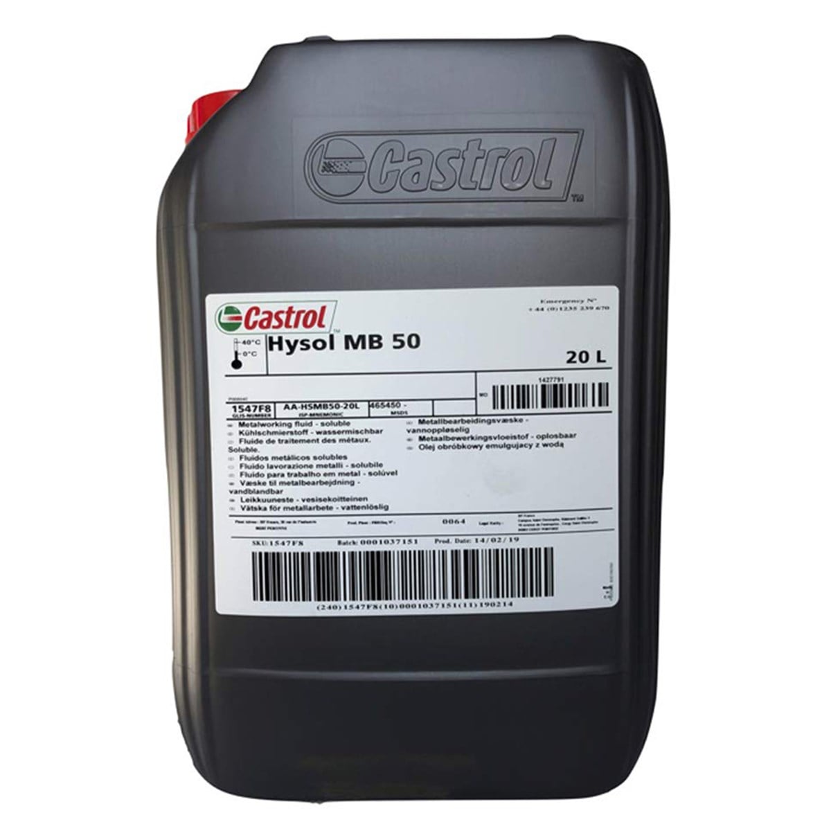 CASTROL HYSOL MB 50 20L TU YÜKSEK SEVİYE METAL İŞLEME SIVISI  