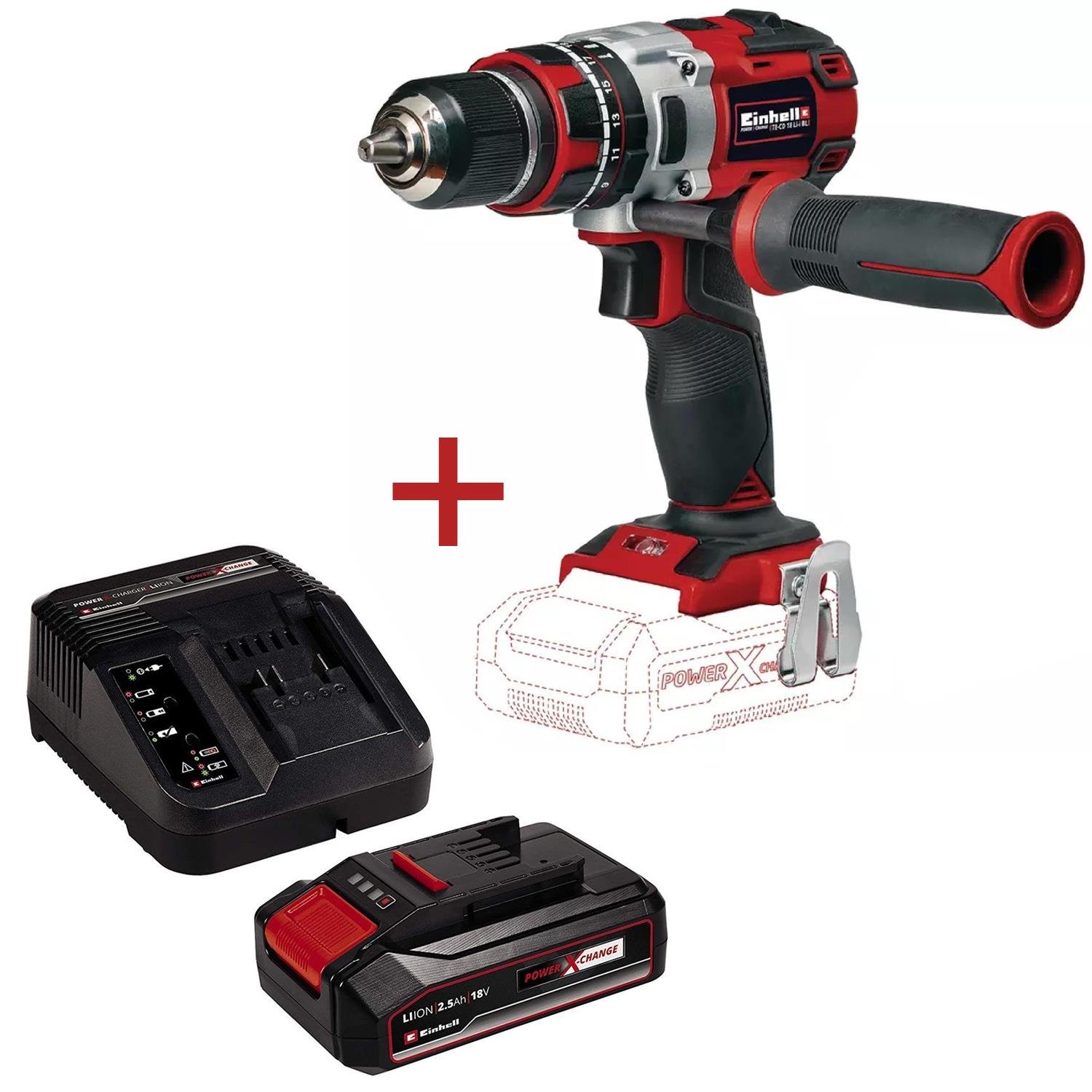 Einhell TE-CD 18 Li-i BL Akülü Darbeli Vidalama + Pxc Starter Kit Akü 18V 2.5Ah + Şarj Cihazı 900W - 4513860
