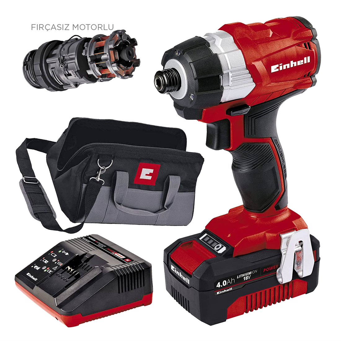 Einhell TE-CI 18 Li BL Kit 4.0 Ah Tek Akülü Darbeli Vidalama - 4510035