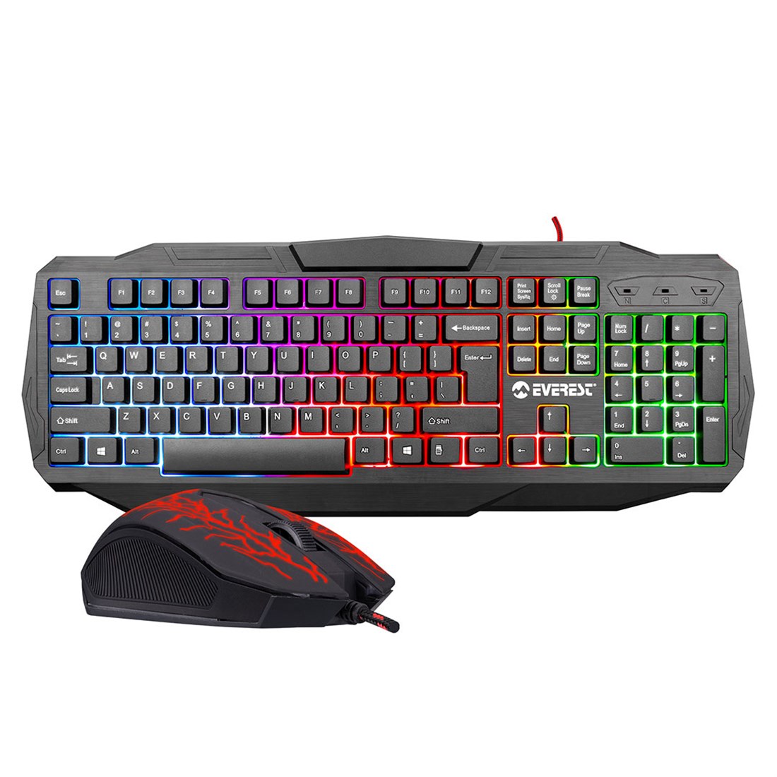 Everest Kmx-86 Olivine Siyah Usb Gökkuşağı Zemin Aydınlatmalı Q Klavye + Mouse Set - 23389