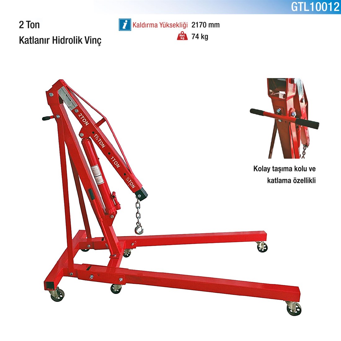 Gartool Katlanır Hidrolik Vinç 2 Ton - GTL10012