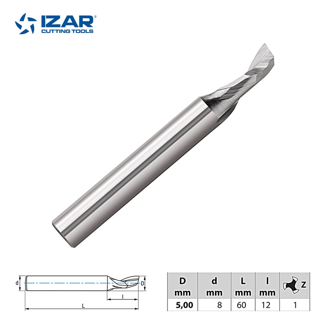 IZAR 5*8*60*12 HSS-E Alüminyum Freze Ucu  4410 ART 82297
