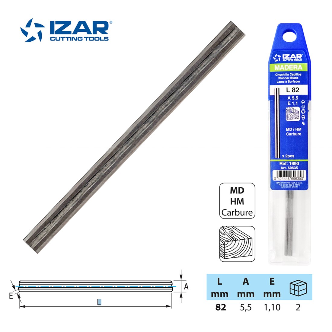 IZAR Planya Bıçağı 2'Li - L 82 - A 5,5 - E 1,1 - 1690 Art 60635