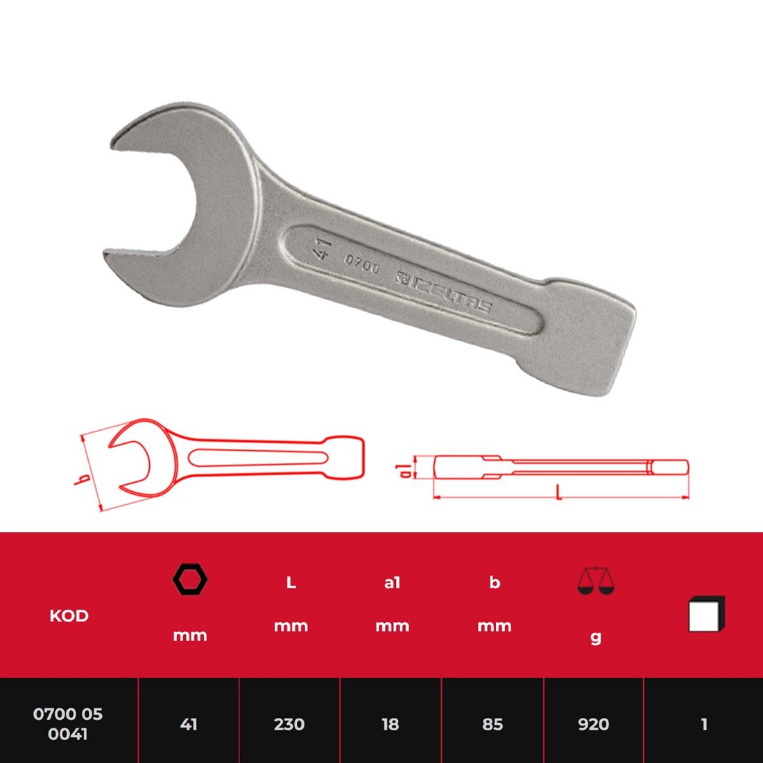 İzeltaş Çatal Çakma Anahtar 41Mm - 0700050041