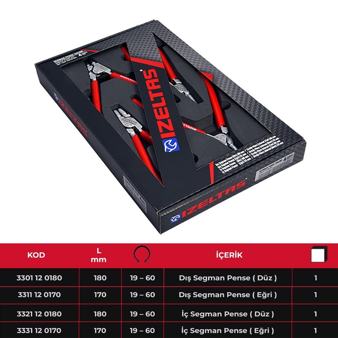 İzeltaş Segman Pense Seti 4 Parça 3335001004