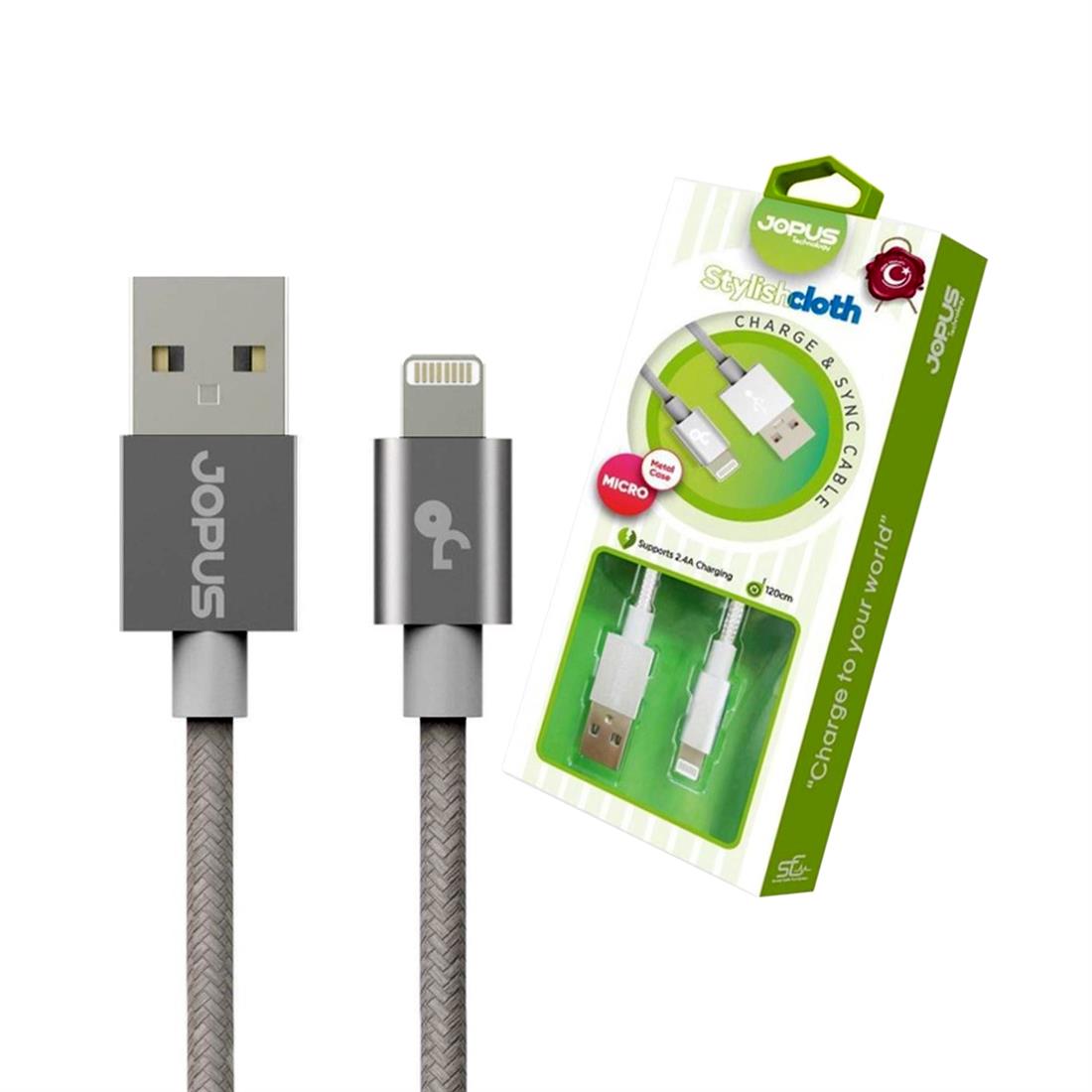 Jopus Data Kablosu JO-DK3 7/7 Plus Füme iPhone 1.2mt Stylist Cloth - SIM26765