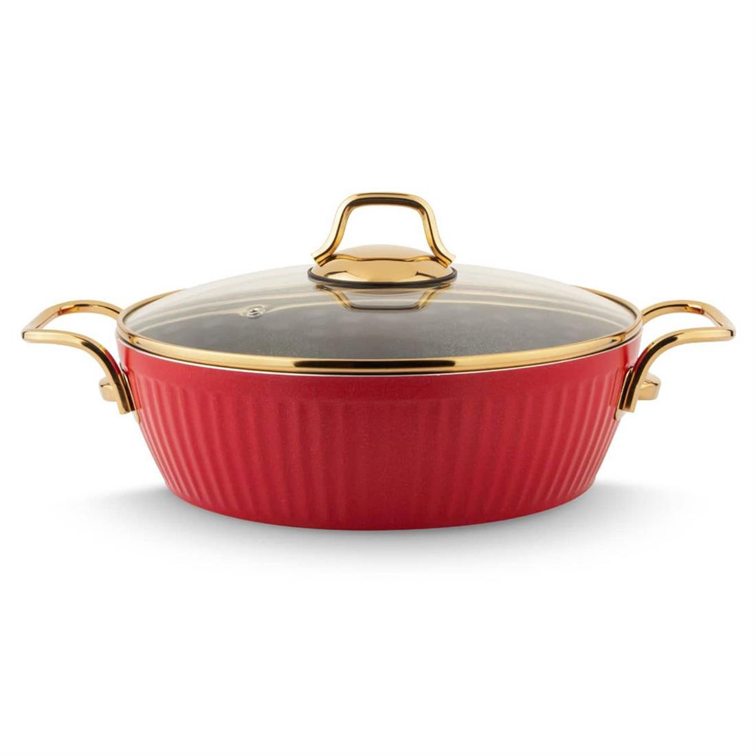 Lines Maya Granit Basık Tencere Altın Kulp-Kapak 26No - Züc18841