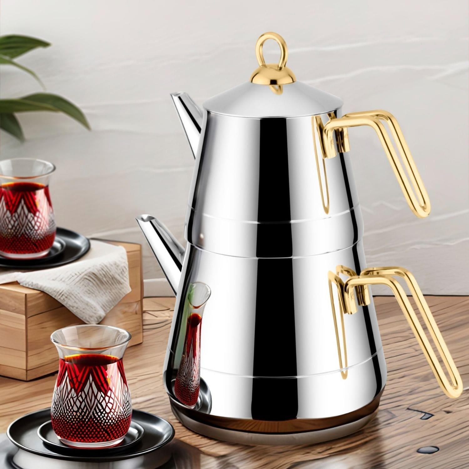 Lines Piramit Çaydanlık Mini Altın Kulp