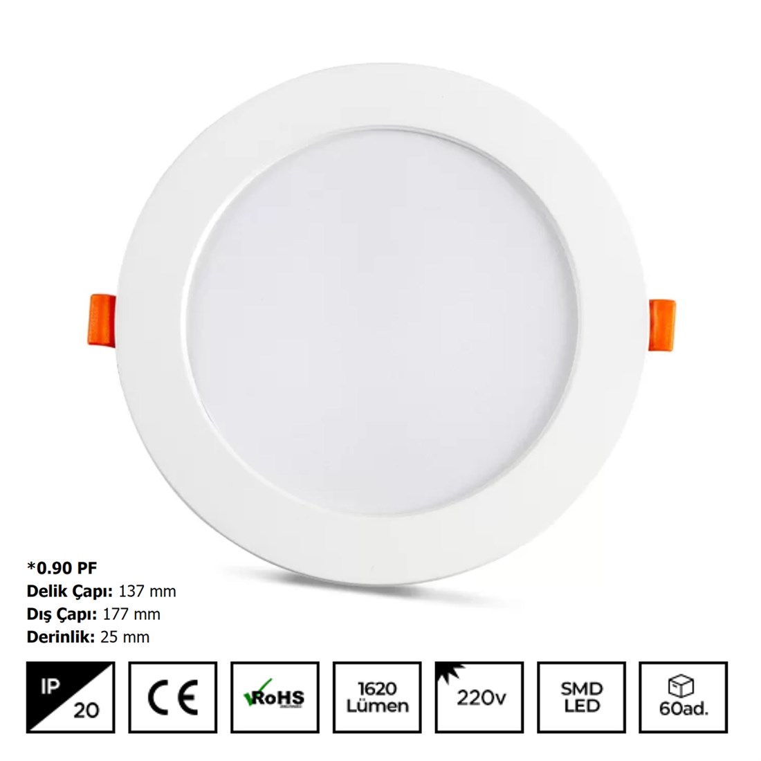 Noas 18W Sıva Altı Yuvarlak Backlİght Led Panel Beyaz YL10-1800-B
